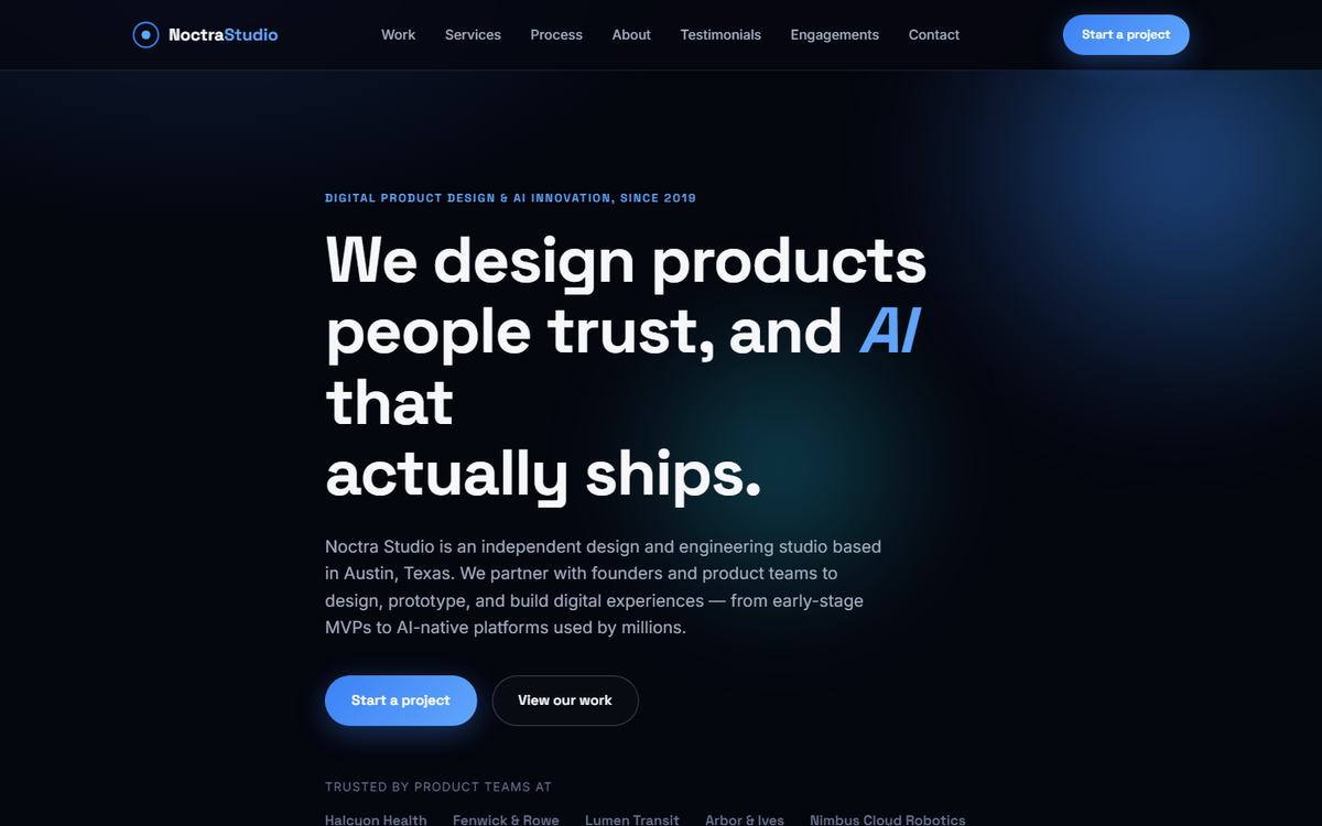 Скриншот сайта «Noctra Studio»