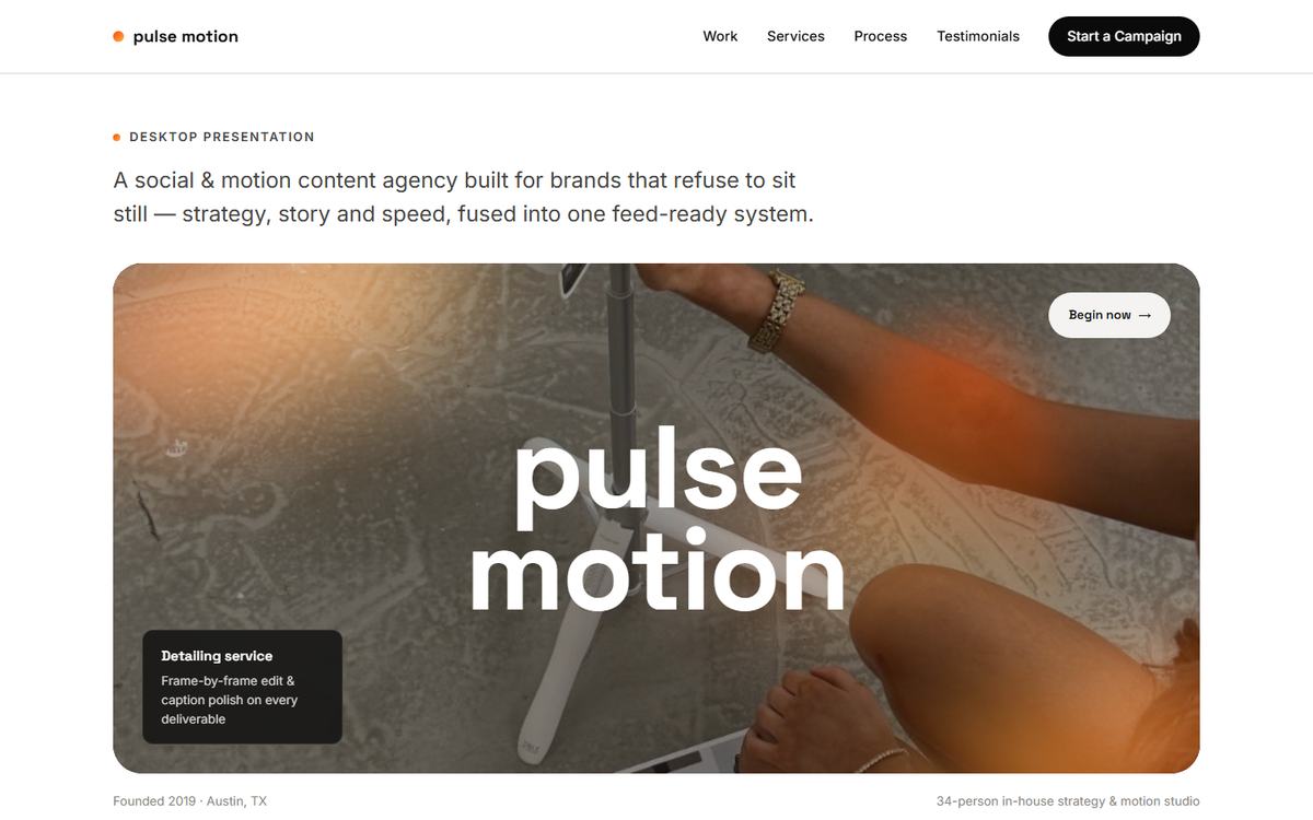 Скриншот сайта «Pulse Motion»