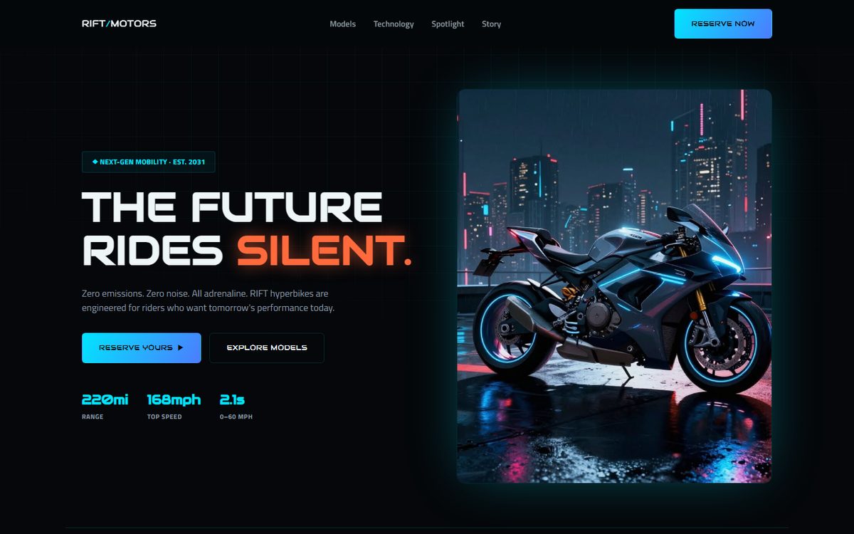 Скриншот сайта «RIFT MOTORS»